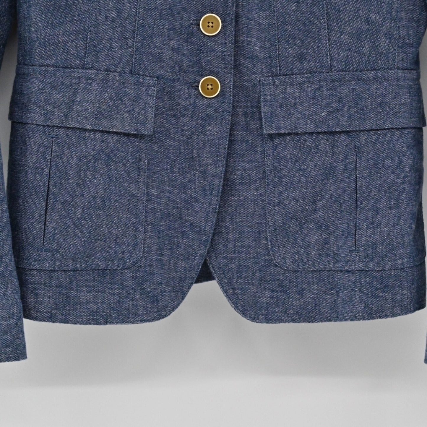 BANANA REPUBLIC Womens Military Jacket Size 4 Blue Preppy Linen Utility Button