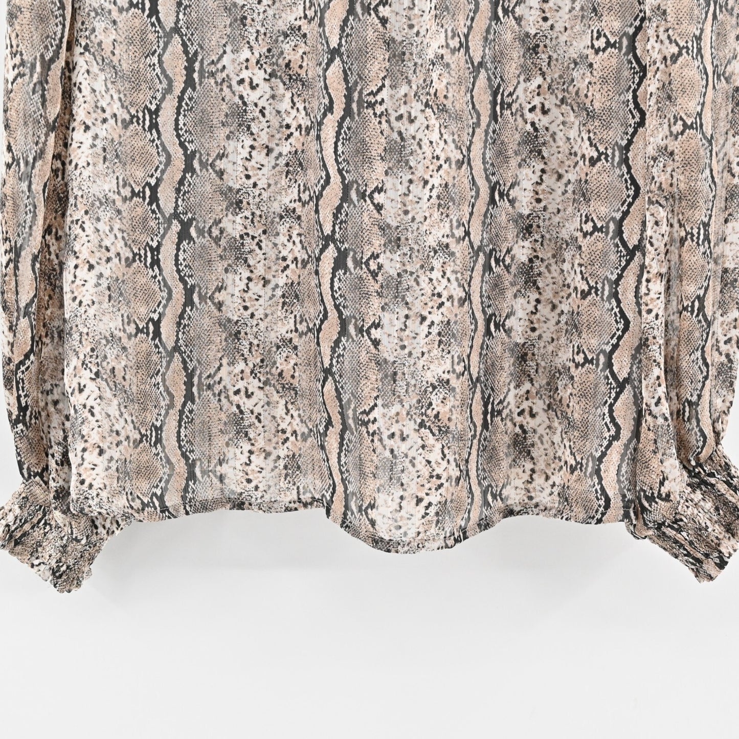 JOIE Smocked Top Womens Size XS Snakeskin Print Mock Neck Chiffon Relaxed Blouse