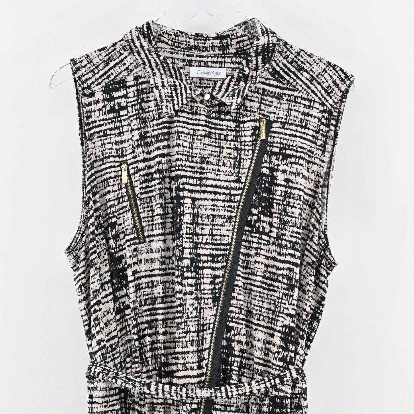 CALVIN KLEIN Jumpsuit Womens Size XXL Sleeveless Wide Leg Printed Stretch Zip