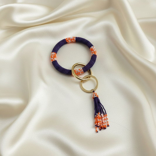 Purple & Orange LSU Bracelet Keychain