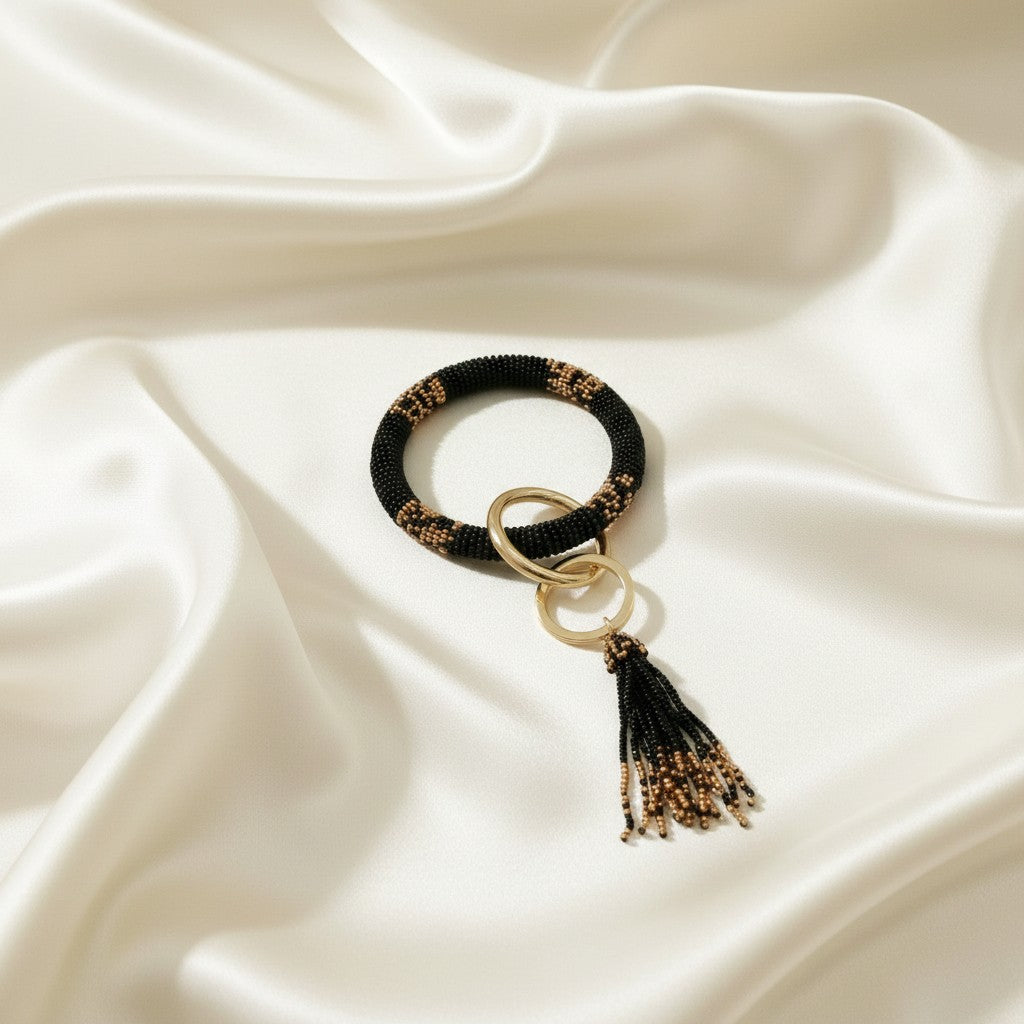 Black & Gold Saints Bracelet Keychain
