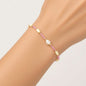 Beaded Freshwater Pearl Shell Glass Bead Adjustable Bracelet - Pink Beads With Oval Pearl