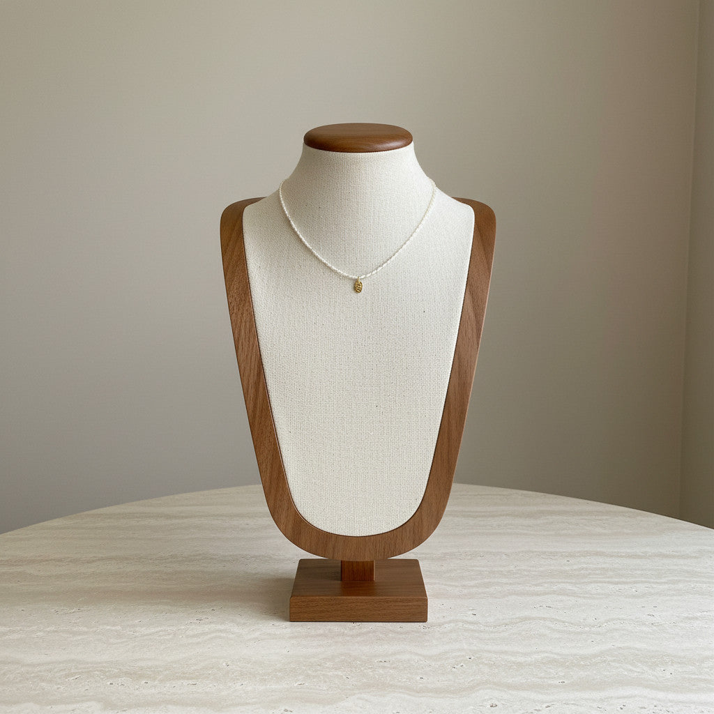 925 Sterling Silver Rice Bead Necklace With Gold LOVE Letter Pendant
