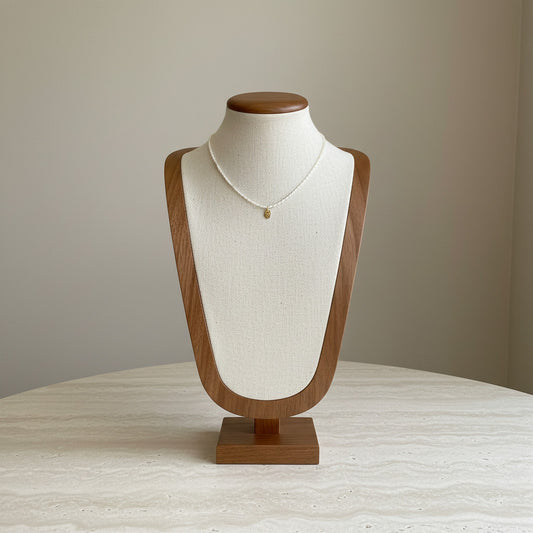 925 Sterling Silver Rice Bead Necklace With Gold LOVE Letter Pendant