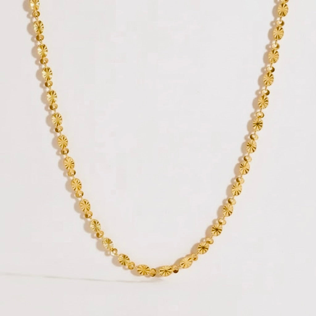 18K Gold Plated Stainless Steel Patterned Necklace Chain Gold