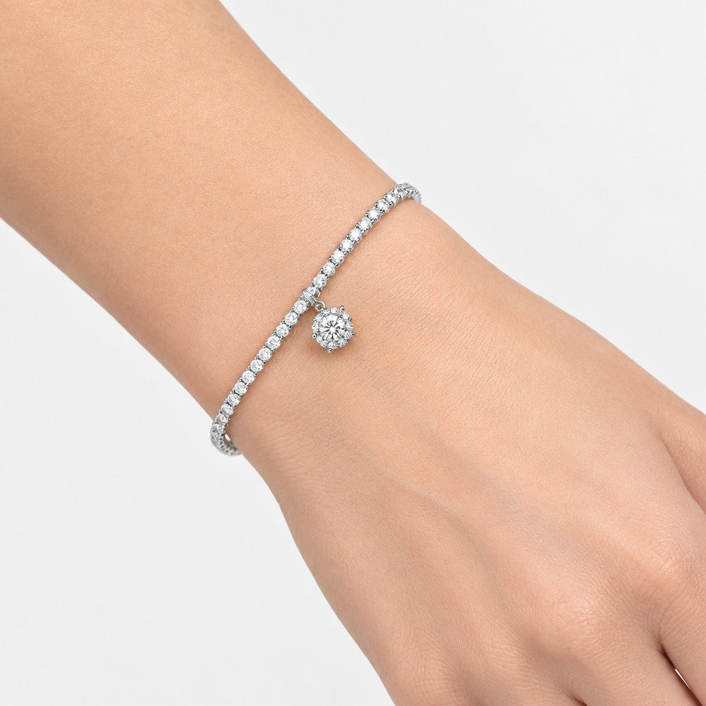 White Zirconia Chain Bracelet