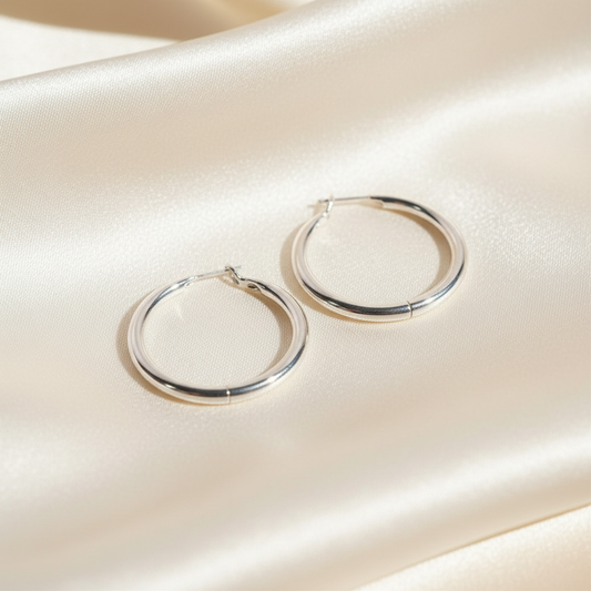 Geometric Metal Polished Giant Hoop Earrings