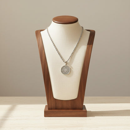 Zodiac Coin Pendant Necklace Silver Tone Stainless Steel Rope Chain Constellation