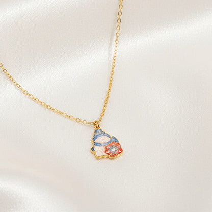 Starry Snowman Pendant Necklace Stainless Steel 18K Gold Plated Enamel