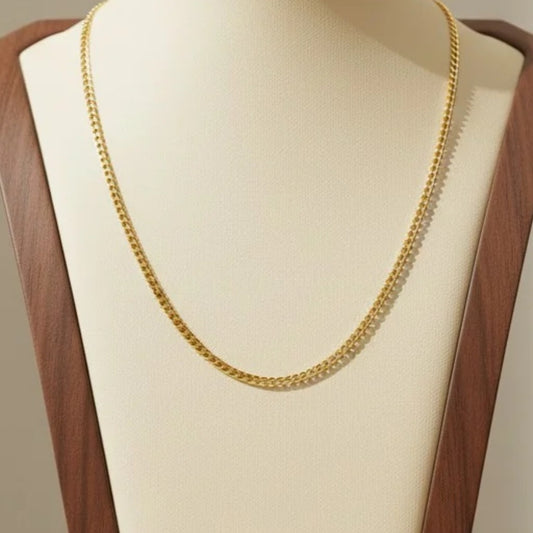 18K Gold Plated Stainless Steel 3MM Cuban Link Necklace Chain