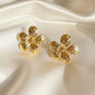 Lynn's Closet Boutique Hammered Flower Hoop Earrings