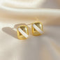 Lynn's Closet Boutique Gold and White Rectangular Studs