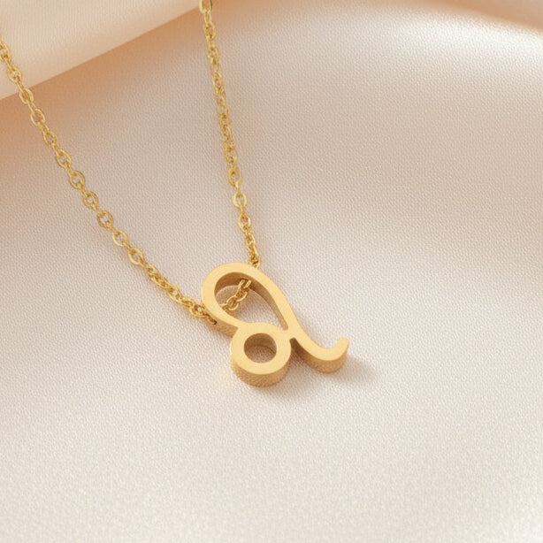 Zodiac Sign Pendant Necklace 18K Gold Plated 304 Stainless Steel Dainty Clavicle Chain