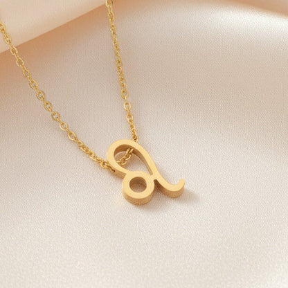 Zodiac Sign Pendant Necklace 18K Gold Plated 304 Stainless Steel Dainty Clavicle Chain