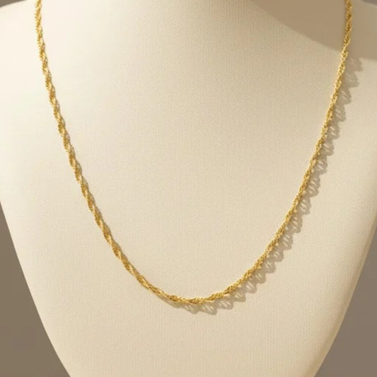 18K Gold Plated Stainless Steel Water Wave Necklace Chain