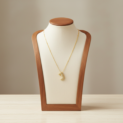Alphabet Initial Pendant Necklace Micro Pave Zircon Stainless Steel 18K Gold Plated