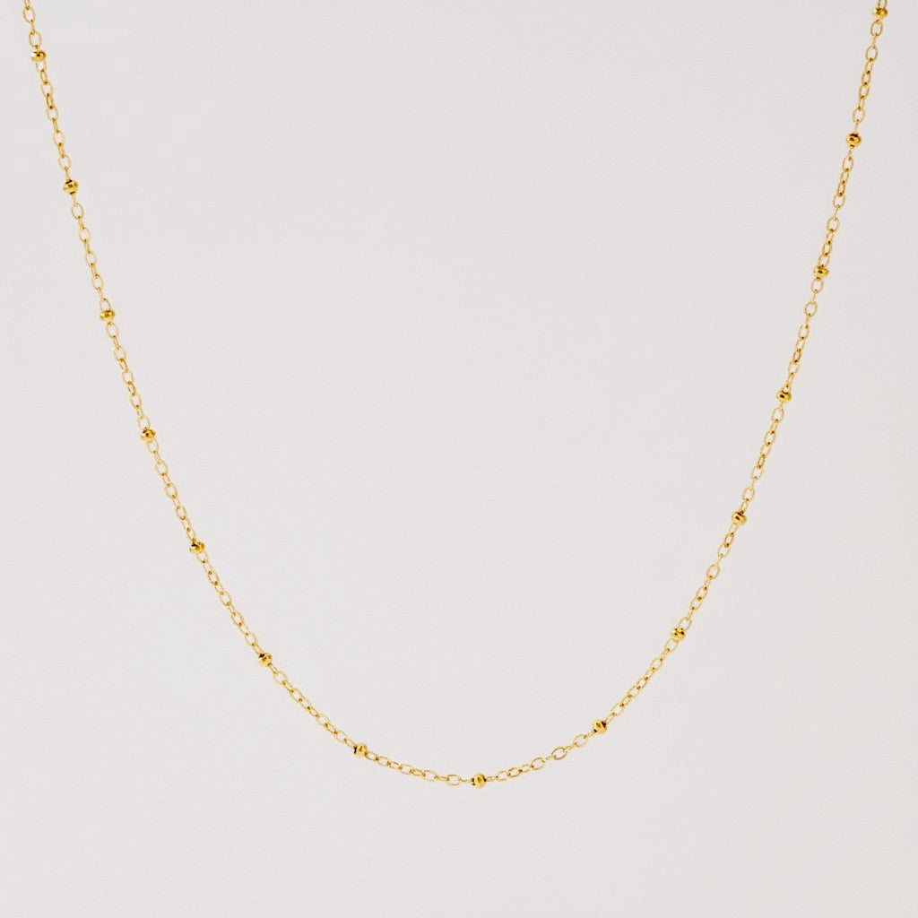 Stainless Steel Fine Bead Decor Necklace 18K Gold Plated Minimalist Clavicle Chain