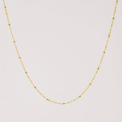Stainless Steel Fine Bead Decor Necklace 18K Gold Plated Minimalist Clavicle Chain