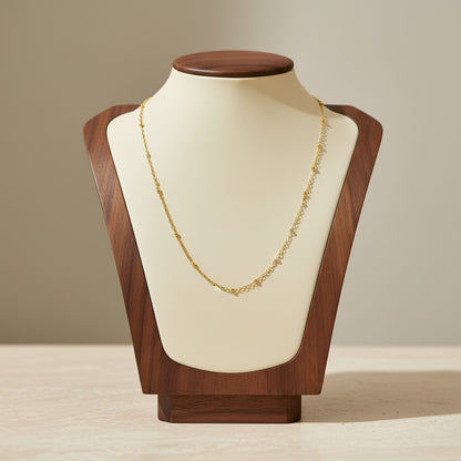 Stainless Steel Fine Bead Decor Necklace 18K Gold Plated Minimalist Clavicle Chain