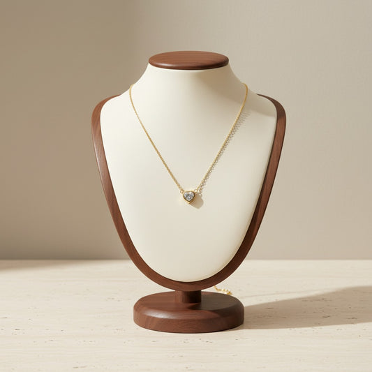Zircon Heart Pendant Necklace 14K Gold Plated Copper Geometric Minimalist
