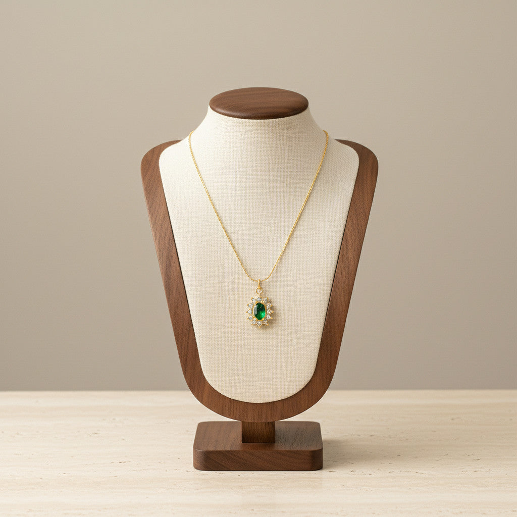 Sunflower Halo Zircon Pendant Necklace 18K Gold Plated Stainless Steel