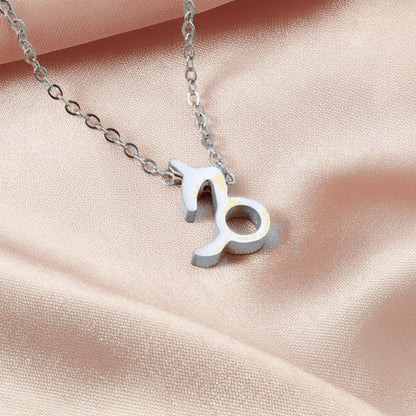 Zodiac Sign Pendant Necklace Silver Tone 304 Stainless Steel Dainty Clavicle Chain