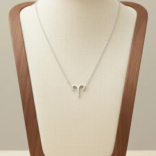 Zodiac Sign Pendant Necklace Silver Tone 304 Stainless Steel Dainty Clavicle Chain