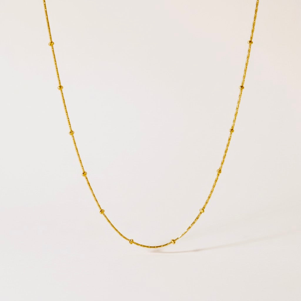 18K Gold Plated Stainless Steel Rigid Bead Satellite Necklace Chain