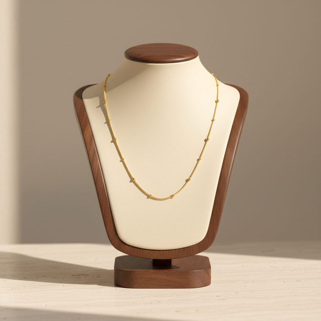 18K Gold Plated Stainless Steel Rigid Bead Satellite Necklace Chain