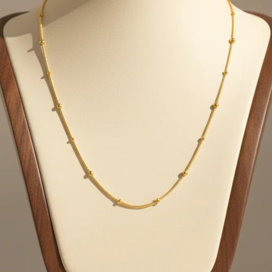 18K Gold Plated Stainless Steel Rigid Bead Satellite Necklace Chain