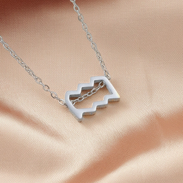 Zodiac Sign Pendant Necklace Silver Tone 304 Stainless Steel Dainty Clavicle Chain