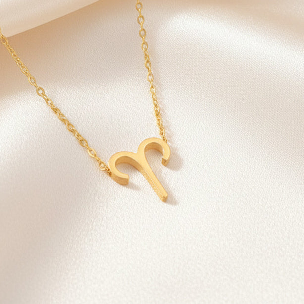 Zodiac Sign Pendant Necklace 18K Gold Plated 304 Stainless Steel Dainty Clavicle Chain