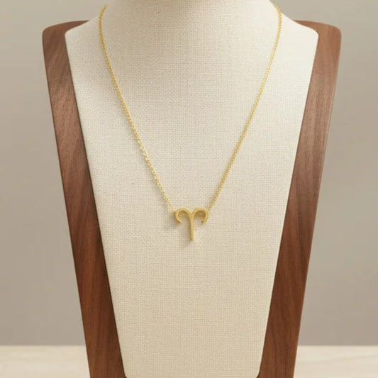Zodiac Sign Pendant Necklace 18K Gold Plated 304 Stainless Steel Dainty Clavicle Chain