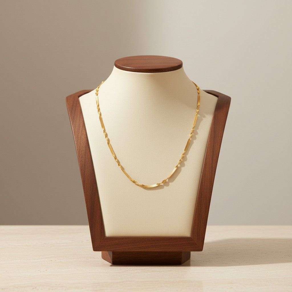 Stainless Steel Simple Polished Necklace 18K Gold Plated Minimalist Clavicle Chain
