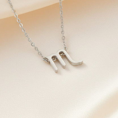 Zodiac Sign Pendant Necklace Silver Tone 304 Stainless Steel Dainty Clavicle Chain