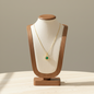 Round Halo Zircon Pendant Necklace 18K Gold Plated Stainless Steel Green