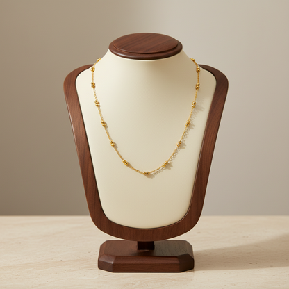 Stainless Steel Beaded Texture Necklace 18K Gold Plated Minimalist Clavicle Chain