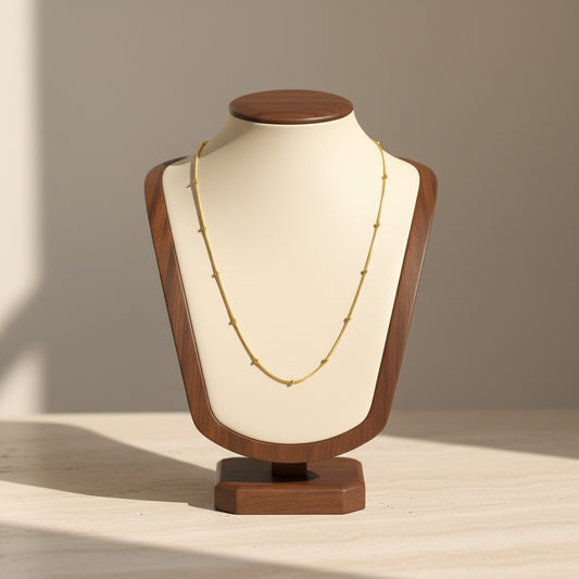 Stainless Steel Beaded Snake Necklace 18K Gold Plated Minimalist Clavicle Chain
