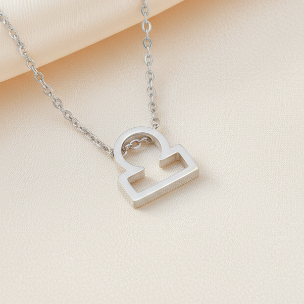 Zodiac Sign Pendant Necklace Silver Tone 304 Stainless Steel Dainty Clavicle Chain