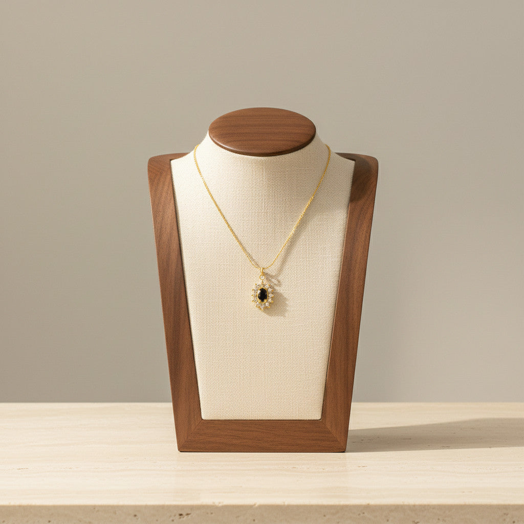 Sunflower Halo Zircon Pendant Necklace 18K Gold Plated Stainless Steel