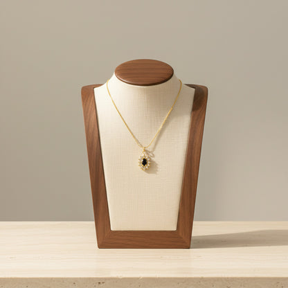 Sunflower Halo Zircon Pendant Necklace 18K Gold Plated Stainless Steel