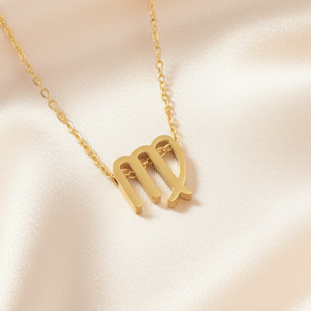 Zodiac Sign Pendant Necklace 18K Gold Plated 304 Stainless Steel Dainty Clavicle Chain