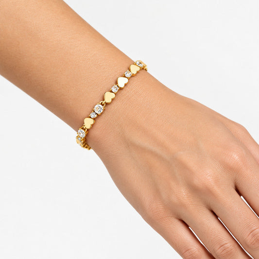 Clear Zirconia Heart Charm Bracelet