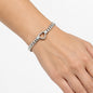 Hollow Heart Charm Bracelet Cuban Link - Silver