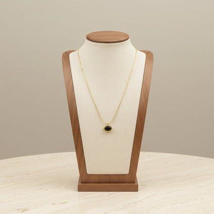 Oval Opal Pendant Necklace 304 Stainless Steel 18K Gold Plated Minimalist