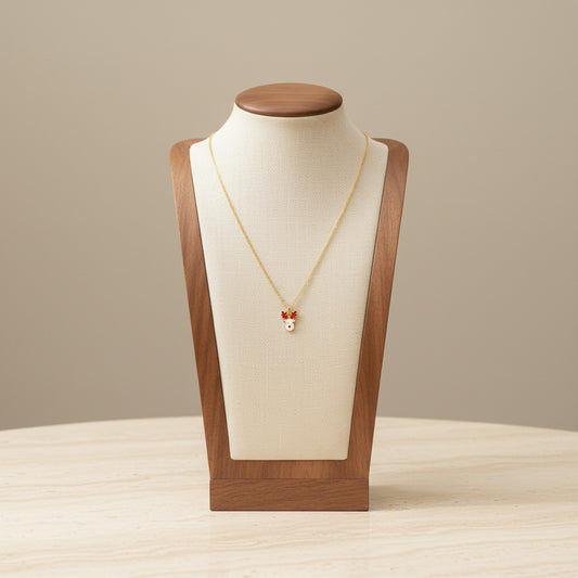 Moose Head Pendant Necklace Stainless Steel 18K Gold Plated Enamel