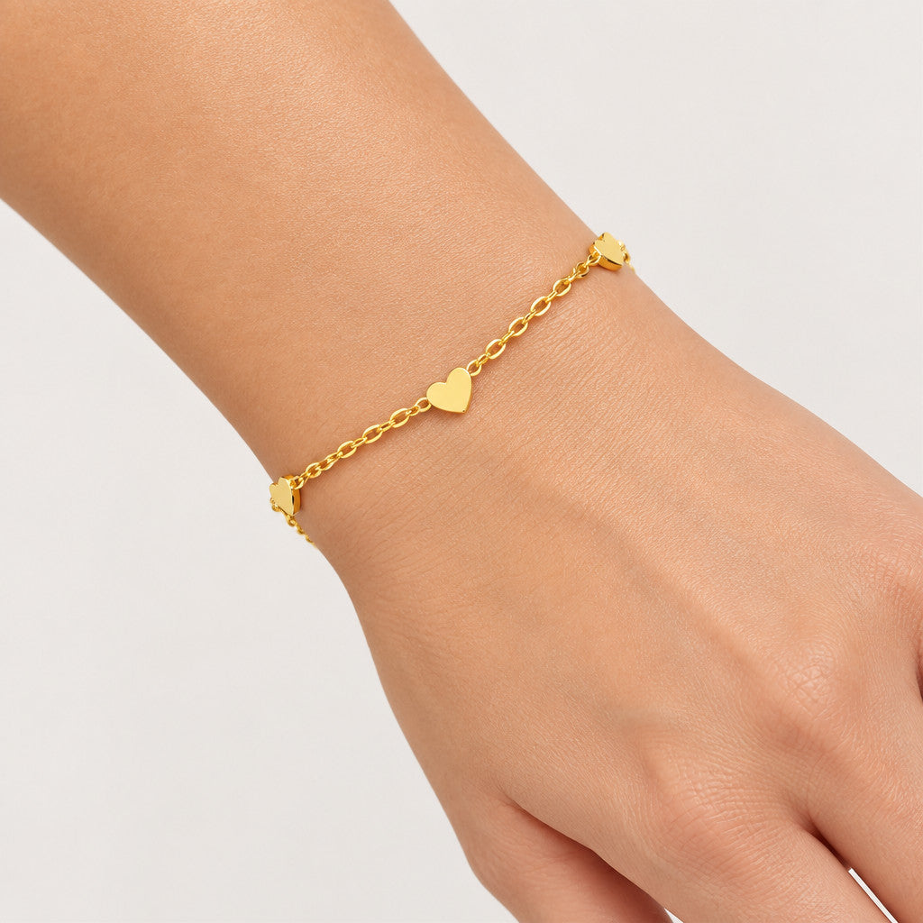 Three Hearts Charm Adjustable Bracelet