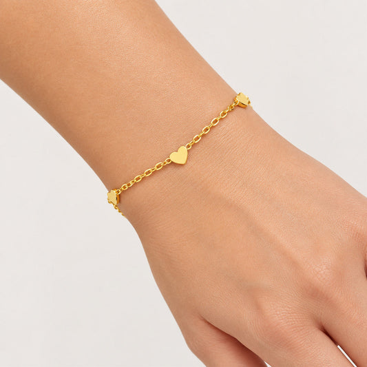 Three Hearts Charm Adjustable Bracelet
