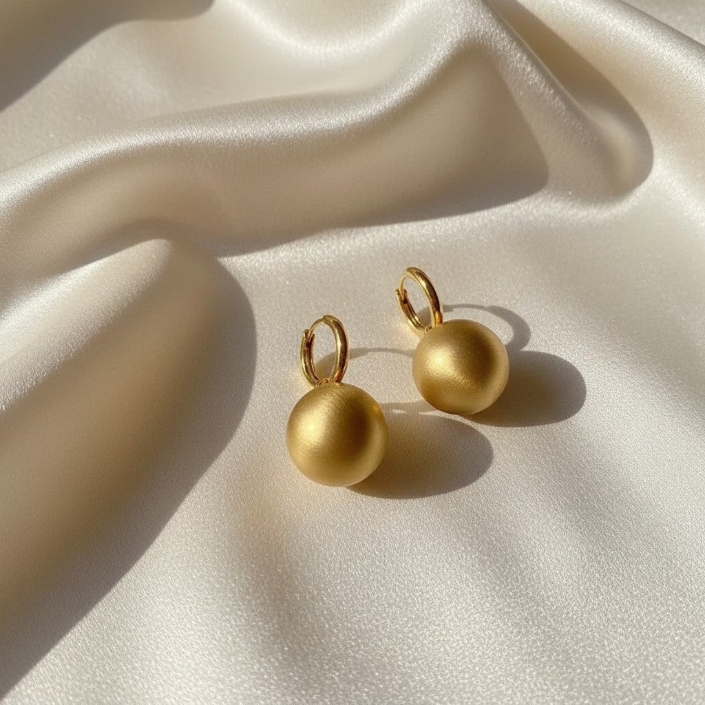 Lynn's Closet Boutique Matte Ball Drop Hoop Earrings