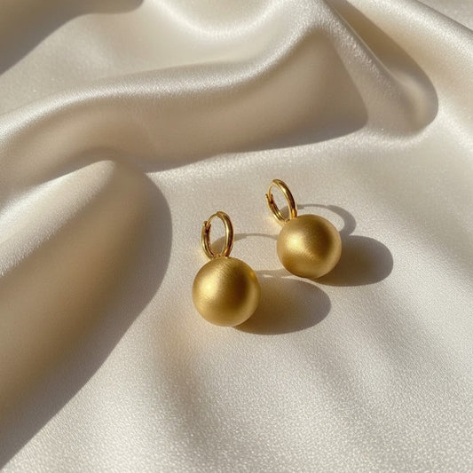 Lynn's Closet Boutique Matte Ball Drop Hoop Earrings